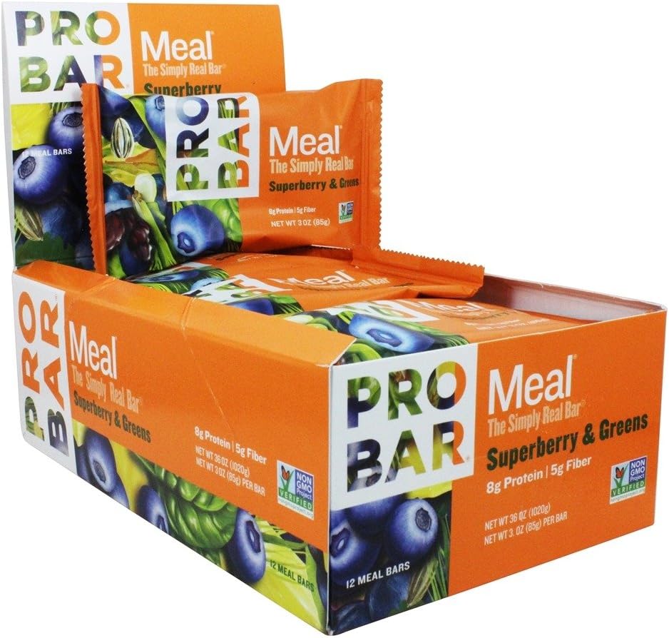 12-Pack ProBar Meal Bar Superberry & Greens One Size - Nutritious Meal Replacement Bars for On-the-Go Nutrition