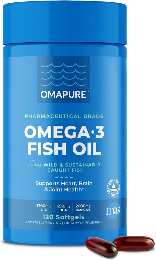 120 Burpless Fish Oil Softgels with High EPA & DHA for Heart, Joint, & Brain Health