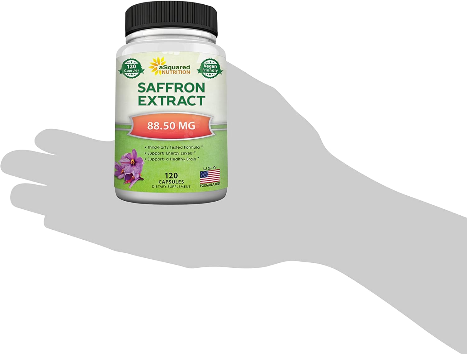 120 Capsules of aSquared Nutrition Saffron Extract Supplement Pills - Pure Alternative to Saffron Powder & Tea
