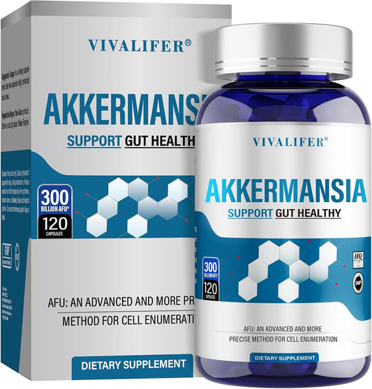120 Capsules of DQQI 300 Billion AFU Akkermansia Probiotic Supplement - 2 Month Supply for Digestive & Immune Health - Boosts GLP-1 Production - Men & Women