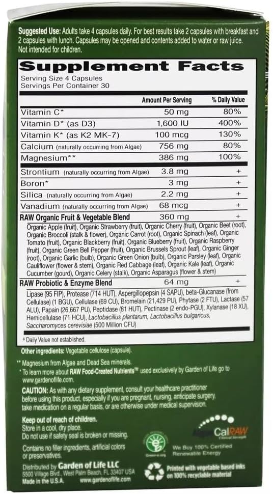 120 Capsules of Garden of Life Vitamin Code RAW Calcium - Pack of 2