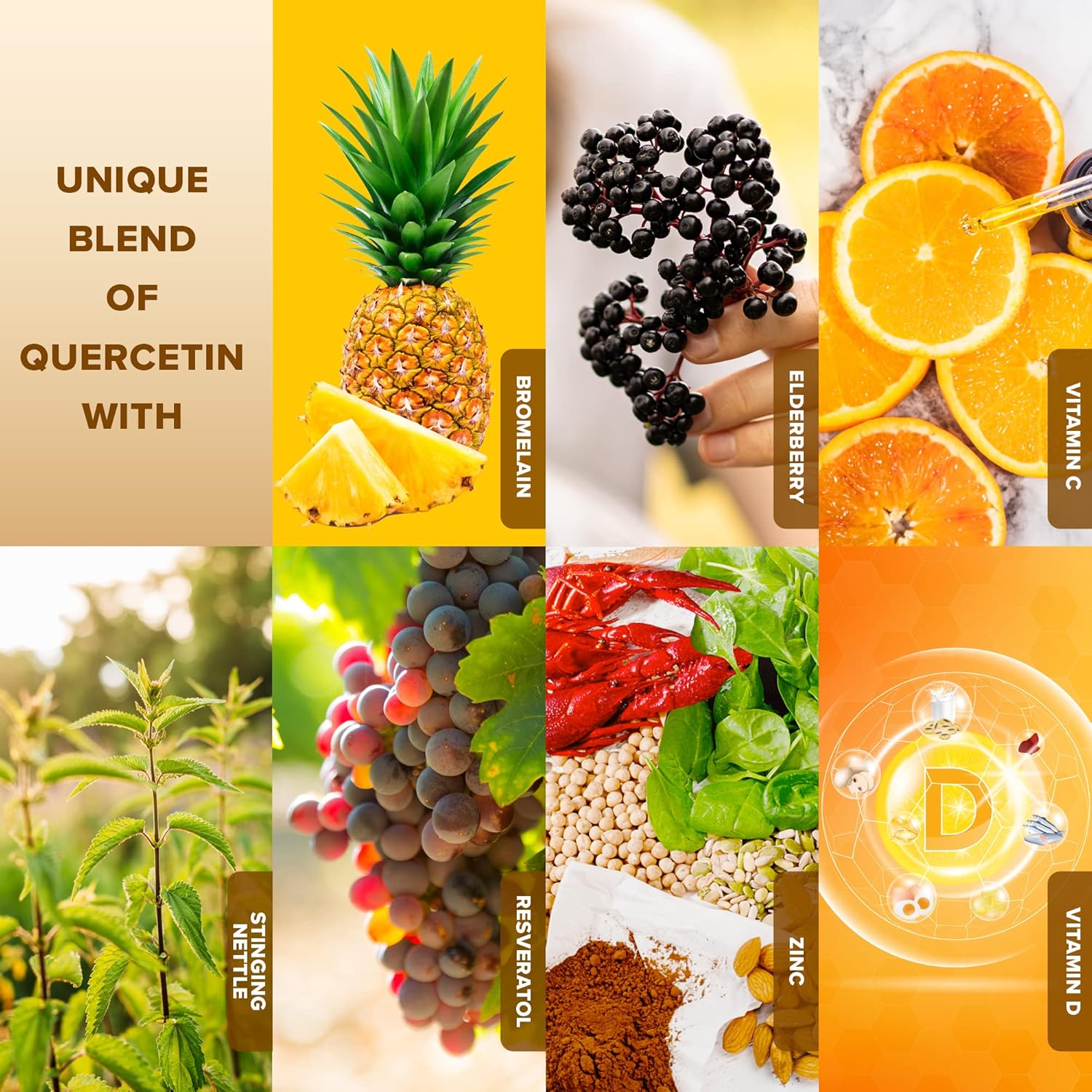 120 Capsules of MOM NUTRIX Advanced Quercetin with Bromelain, Elderberry, Nettle, Resveratrol, Zinc, Vitamin C & D
