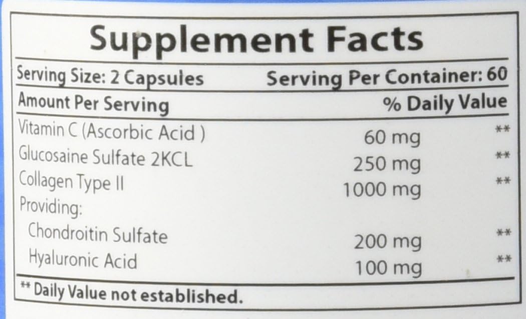 120 Capsules of Nova Nutritions Hyaluronic Acid 100mg - Supports Youthful Skin & Joint Health