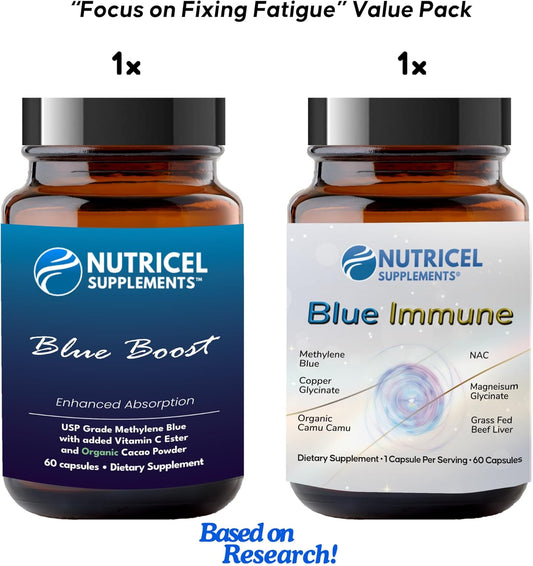 120 Capsules of Nutricel Methylene Blue USP Grade Supplements for Energy and Fatigue, Discount Value Pack