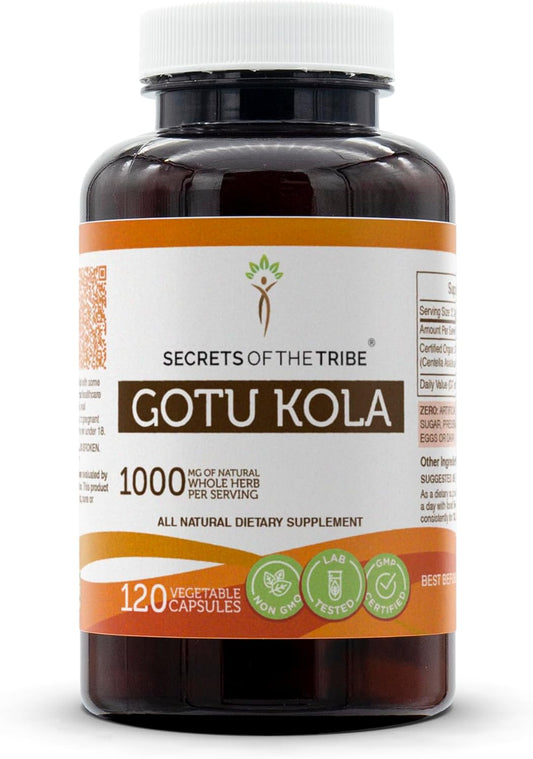 120 Capsules of Secrets of the Tribe Gotu Kola - 1000 mg Dried Herb Extract (Centella Asiatica)