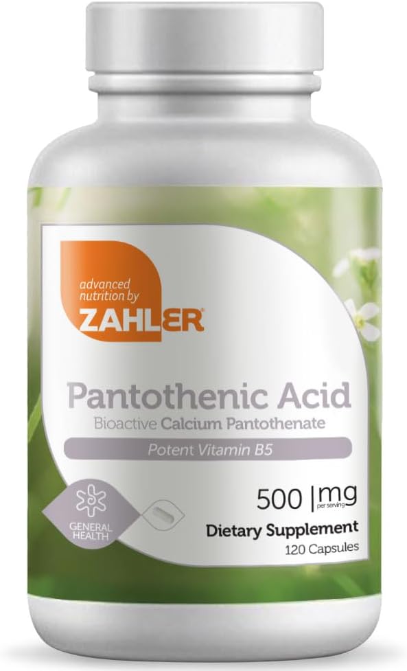 120 Capsules of Zahlers Pantothenic Acid Supplement for Overall Health and Wellbeing