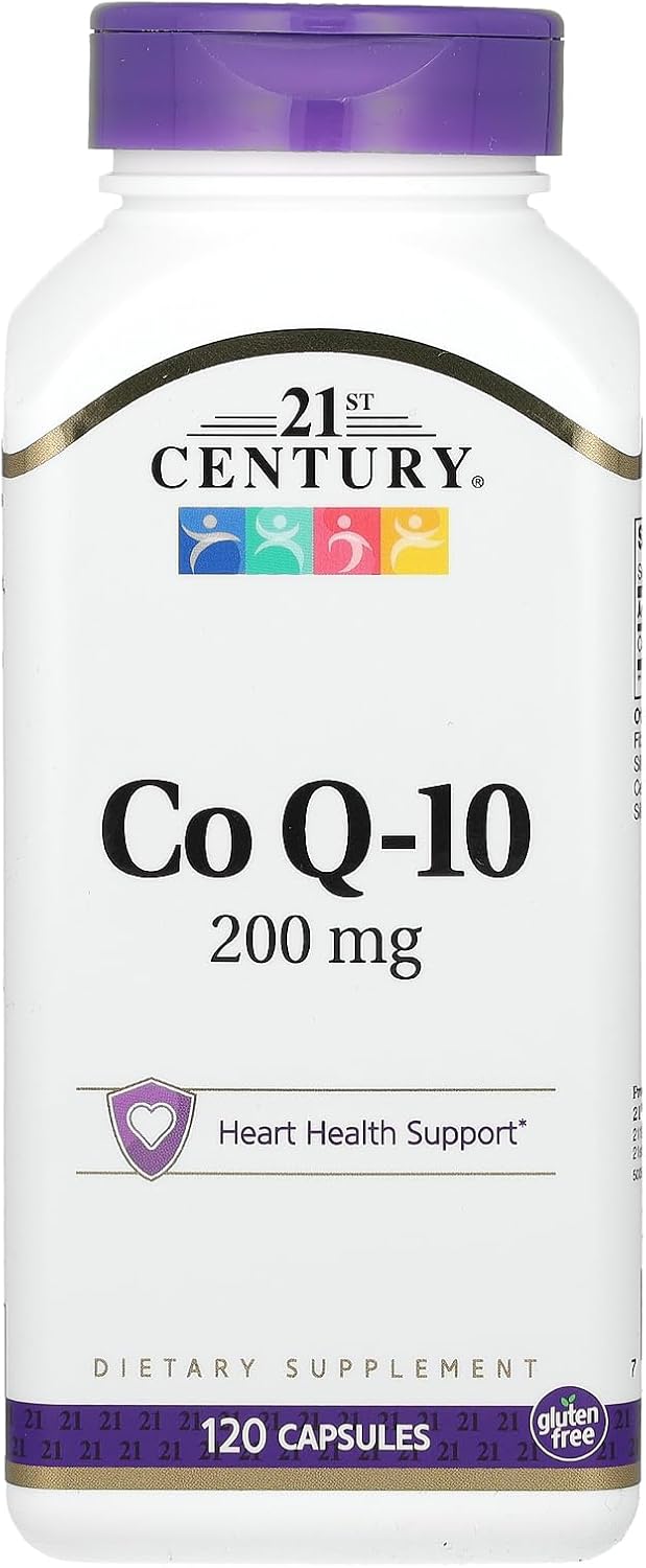 120 Count 21st Century Co Q10 200 mg Capsules - High Quality Supplement for Heart Health and Energy Boost