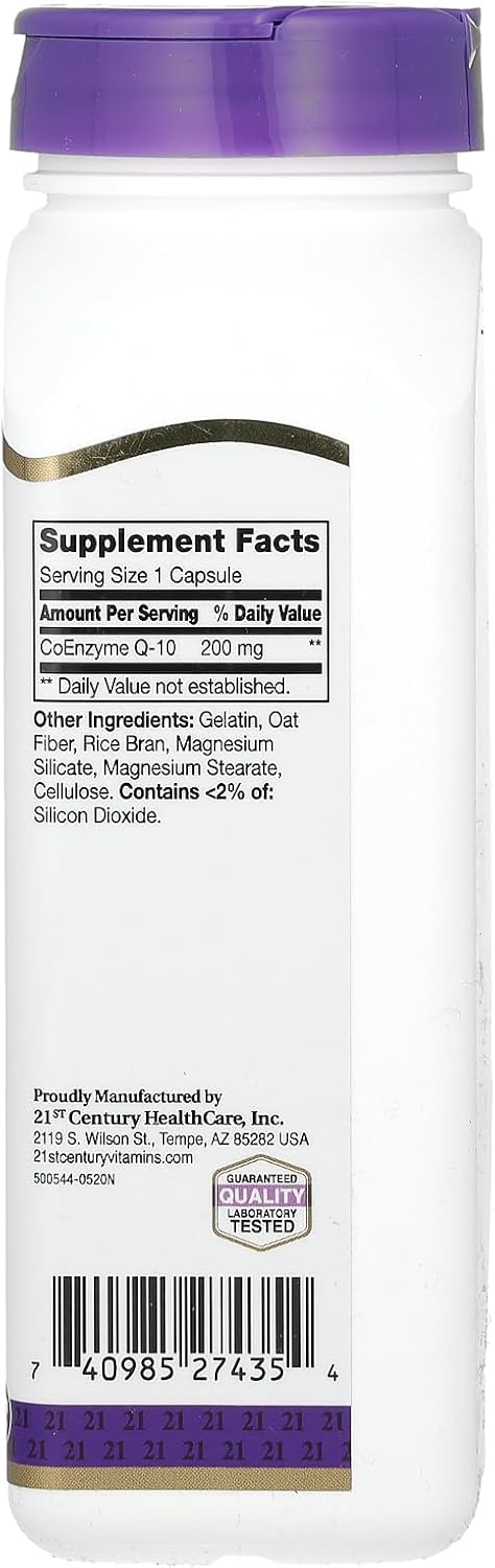 120 Count 21st Century Co Q10 200 mg Capsules - High Quality Supplement for Heart Health and Energy Boost