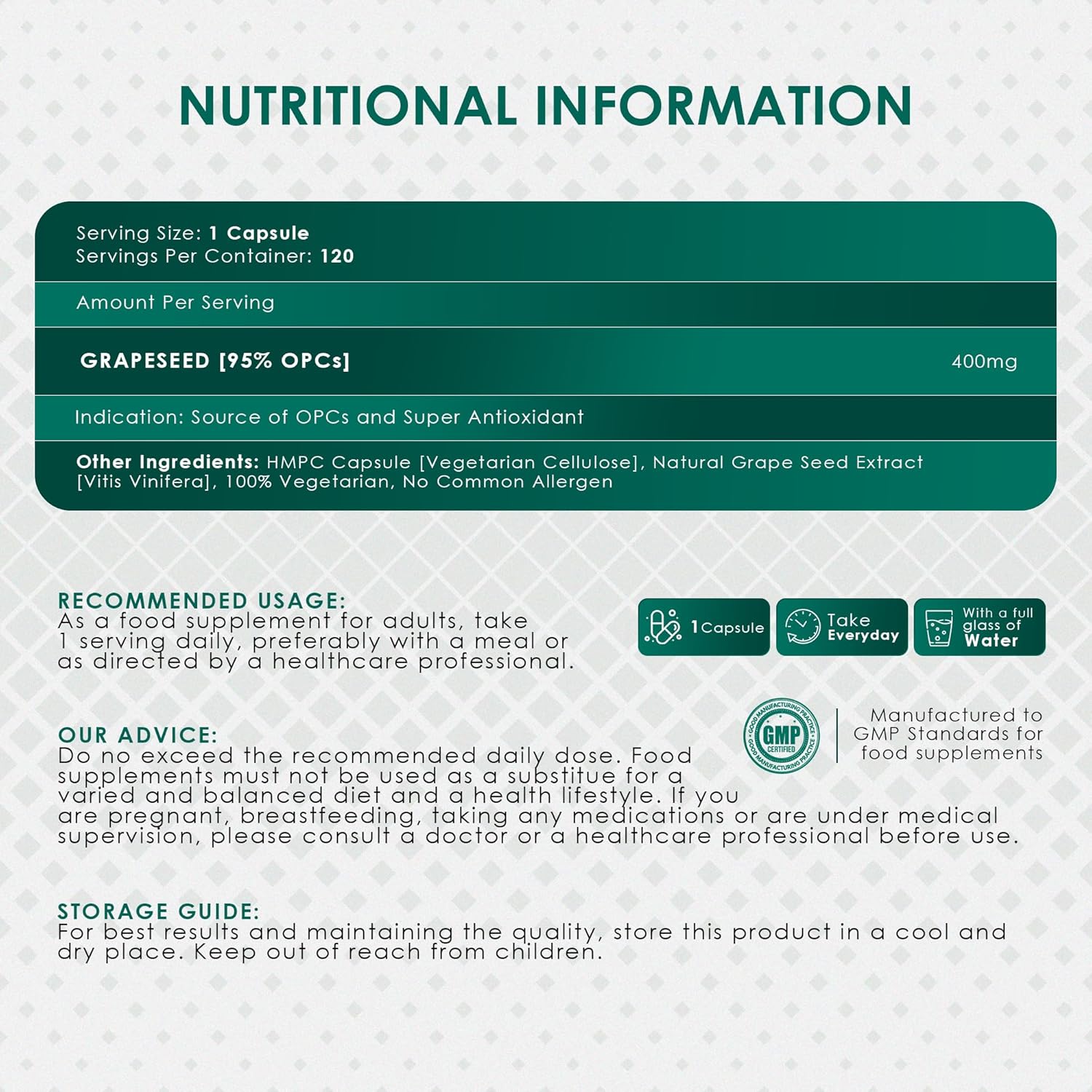 120-Count AMBROSIAL Grapeseed Capsules for Antioxidant Support