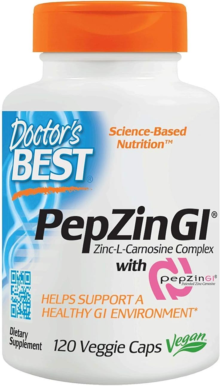 120 Count Doctor's Best Zinc Carnosine Complex Capsules with PepZin GI - Vegetarian Formula for Gut Health