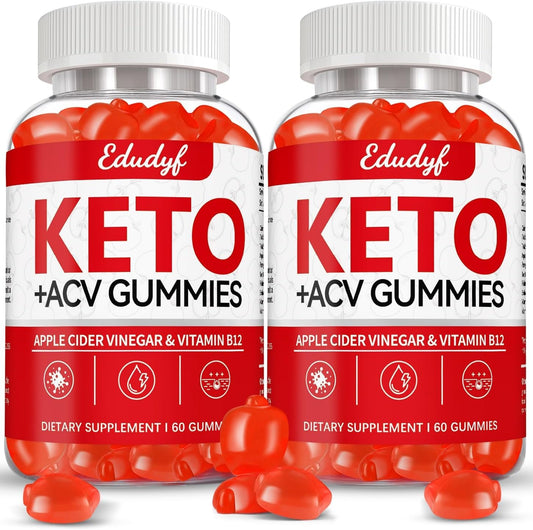 120 Count Elgin EDUDYF Keto ACV Gummies with B12 - Gluten-Free & Gelatin-Free Apple Cider Vinegar Gummies for Keto Support - Vegetarian Supplement for Men & Women