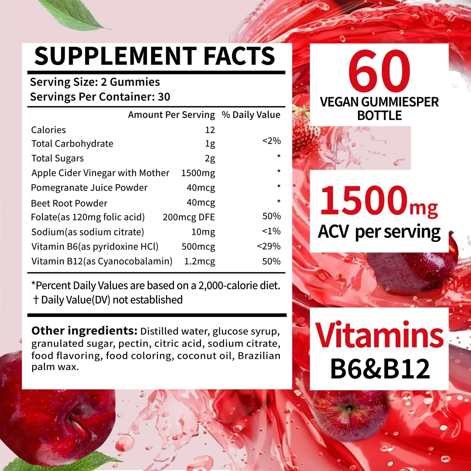 120 Count Elgin EDUDYF Keto ACV Gummies with B12 - Gluten-Free & Gelatin-Free Apple Cider Vinegar Gummies for Keto Support - Vegetarian Supplement for Men & Women