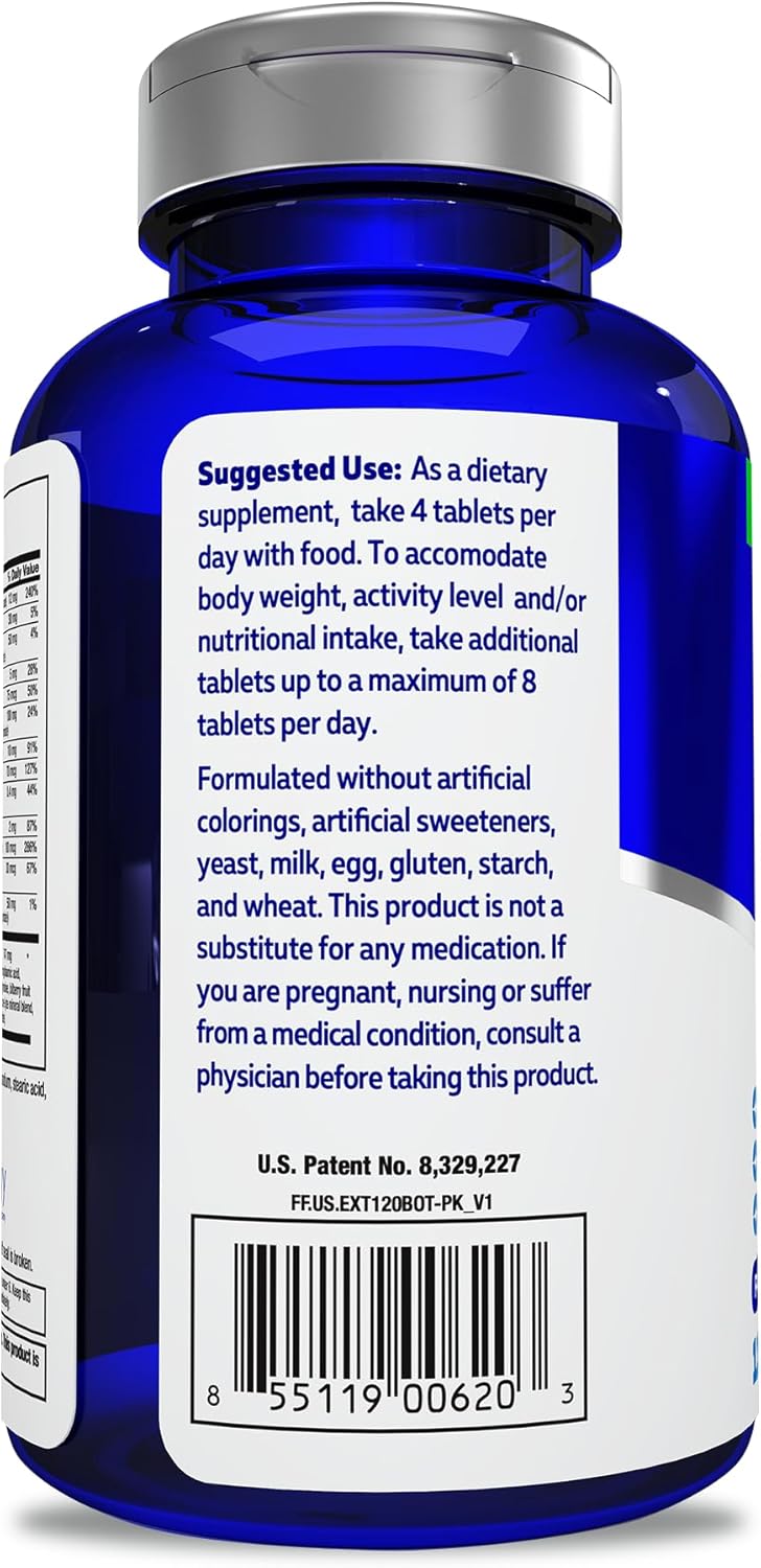 120 Count Focus Factor Adults Extra Strength Brain Supplement with DMAE, Vitamin D, DHA - Memory, Concentration, Focus - Complete Multivitamin