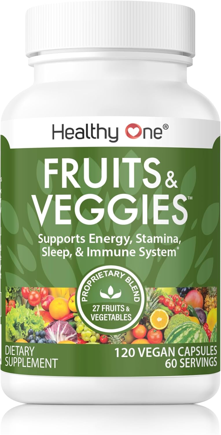 120 Count Healthy One Fruits & Veggies Multivitamin with 27 Balanced Whole Foods for Vitamins, Minerals, Antioxidants, and Detox