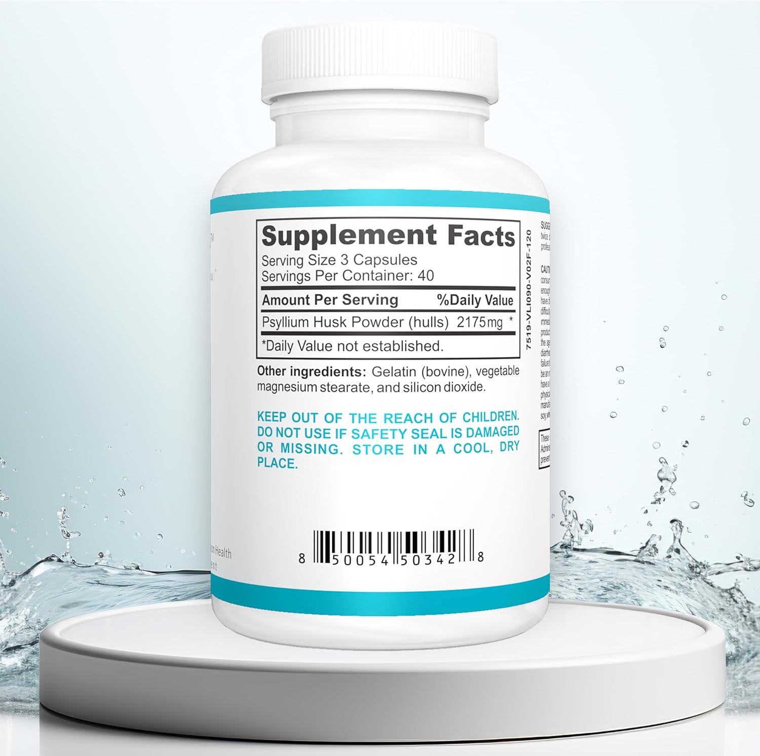 120 Count LA Cleanse Psyllium Husk Fiber Supplement Capsules - 725mg for Digestive Health & Weight Management - Dietary Supplements for Wellbeing