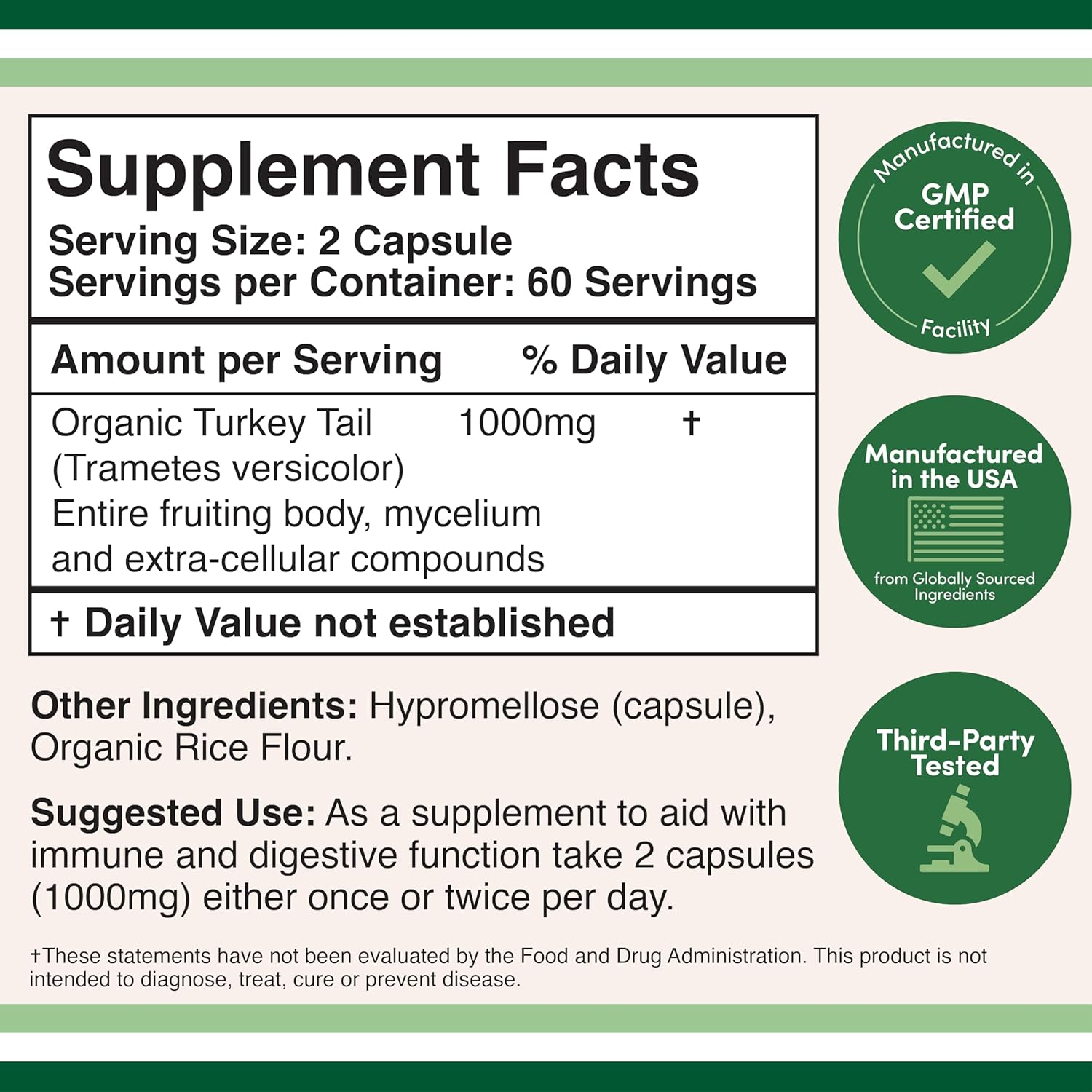 120 Count Lion's Mane Mushroom, Turkey Tail, and Ashwagandha Supplements by Double Wood