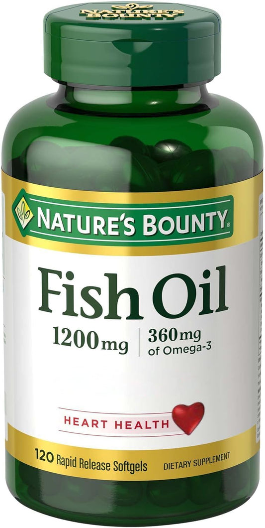 120 Count Nature's Bounty Fish Oil Capsules, 1200 mg Omega-3 Supplement