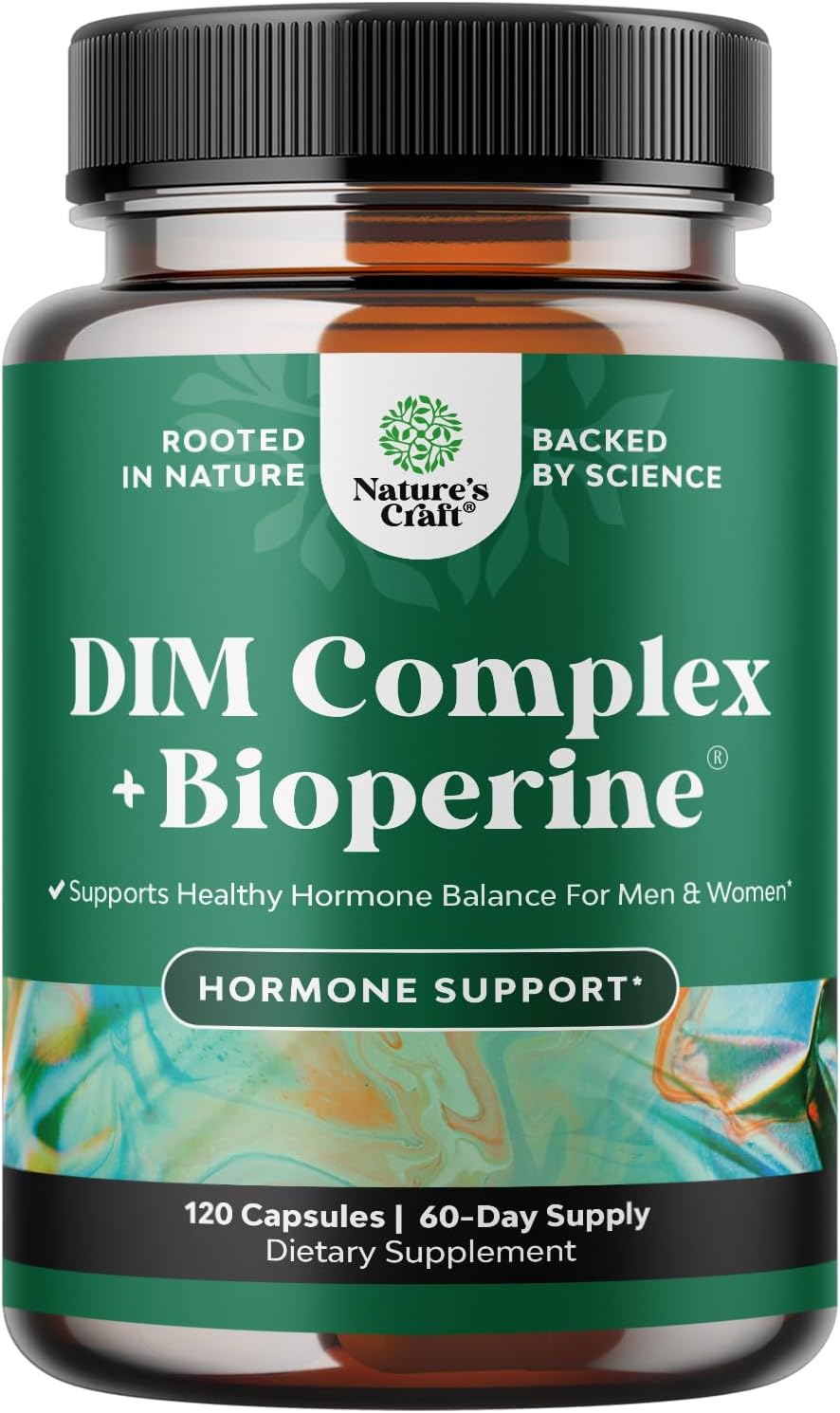 120 Count Natures Craft DIM Supplement with Bioperine for Hormone Balance & Radiant Skin
