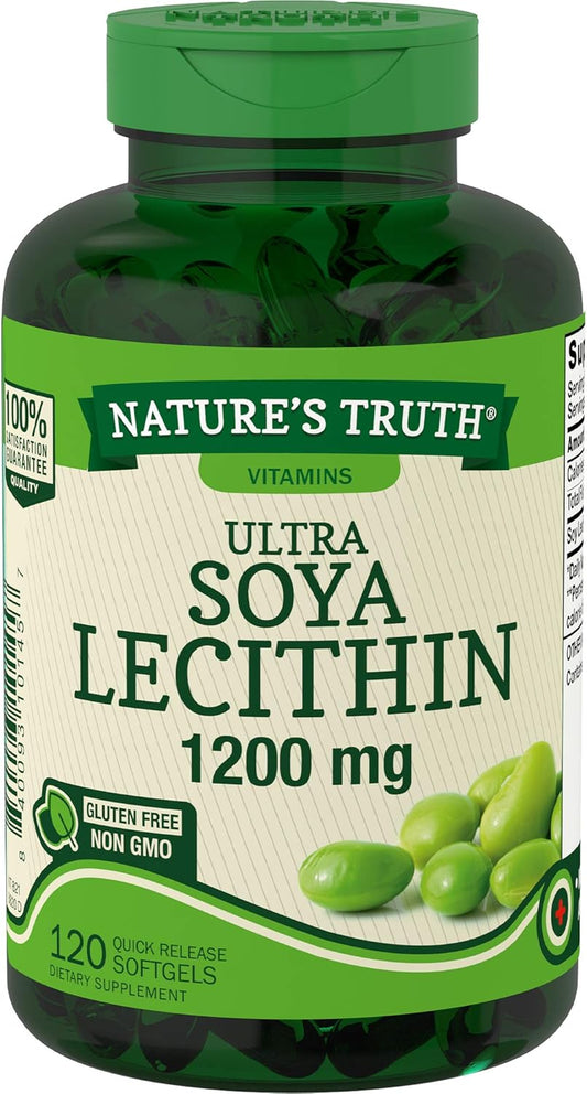 120 Count Nature's Truth Ultra SOYA Lecithin 1200 mg Dietary Supplement