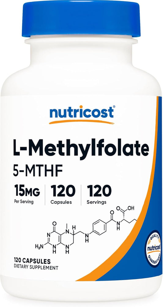 120 Count Nutricost L-Methylfolate 15mg Capsules - Vegan, Non-GMO, Gluten Free (5-MTHF)