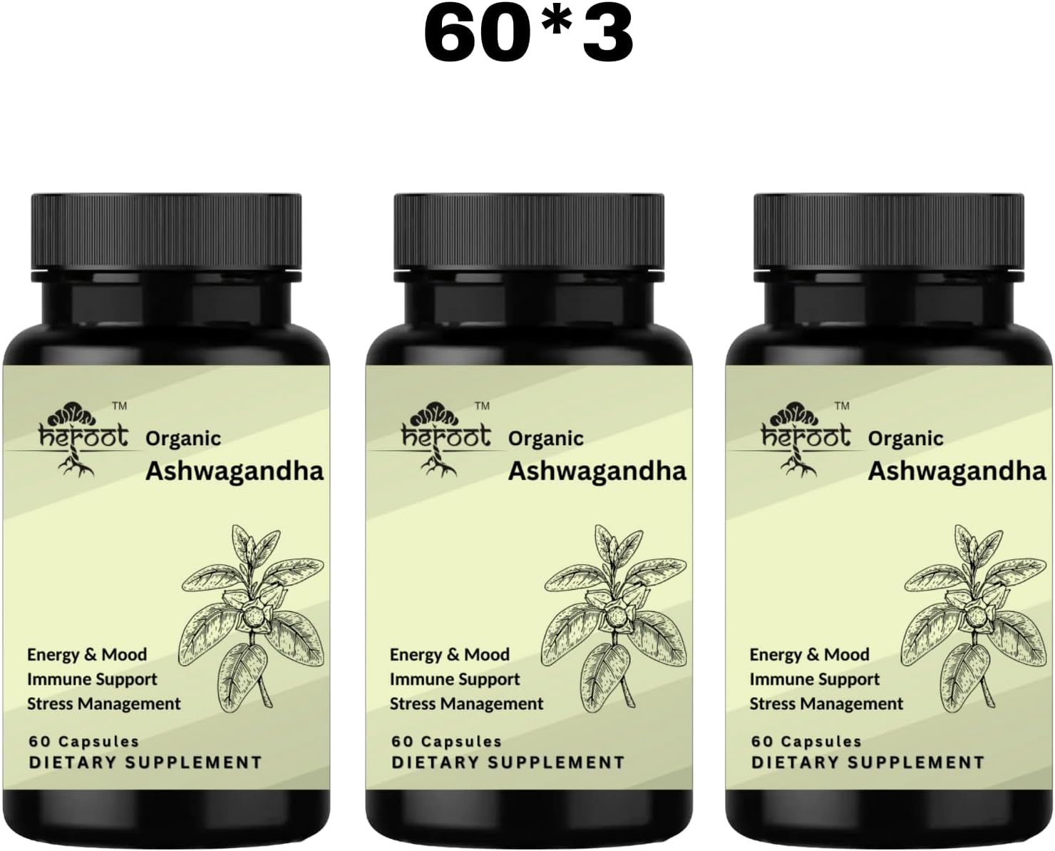 120-Count Organic Ashwagandha Capsules for Stress Relief and Mood Enhancement