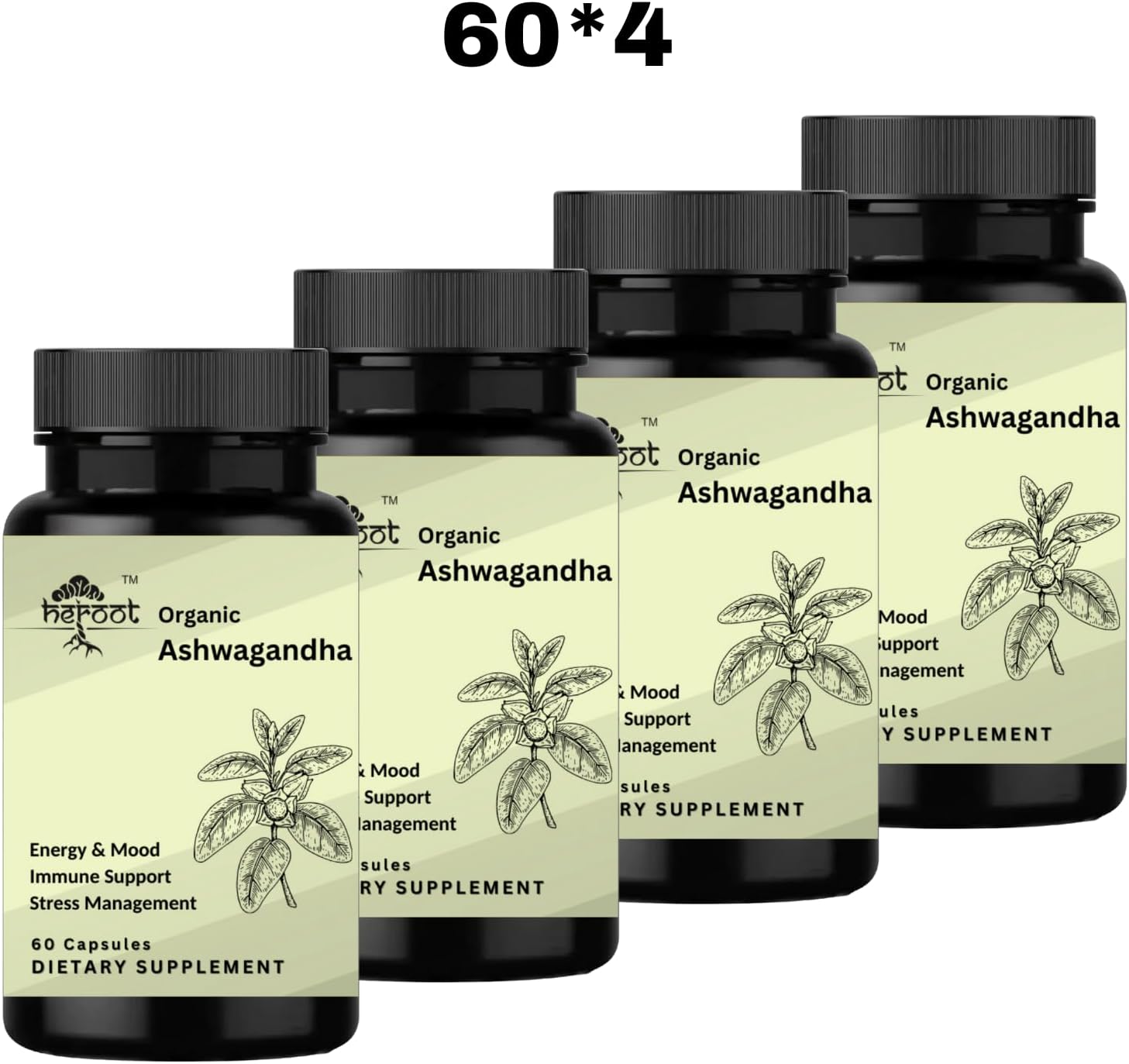 120-Count Organic Ashwagandha Capsules for Stress Relief and Mood Enhancement