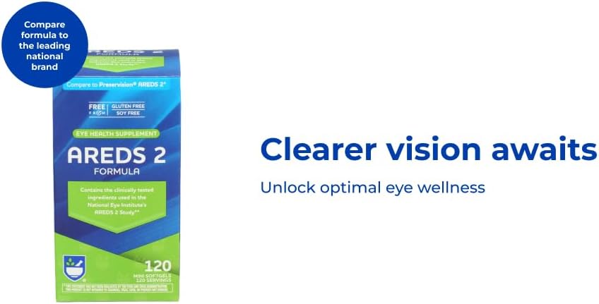 120 Count Rite Aid AREDS 2 Softgels for Eye Health with Lutein, Vitamin C, Zeaxanthin, Zinc, and Vitamin E - Gluten and Soy Free
