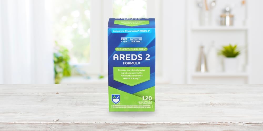 120 Count Rite Aid AREDS 2 Softgels for Eye Health with Lutein, Vitamin C, Zeaxanthin, Zinc, and Vitamin E - Gluten and Soy Free