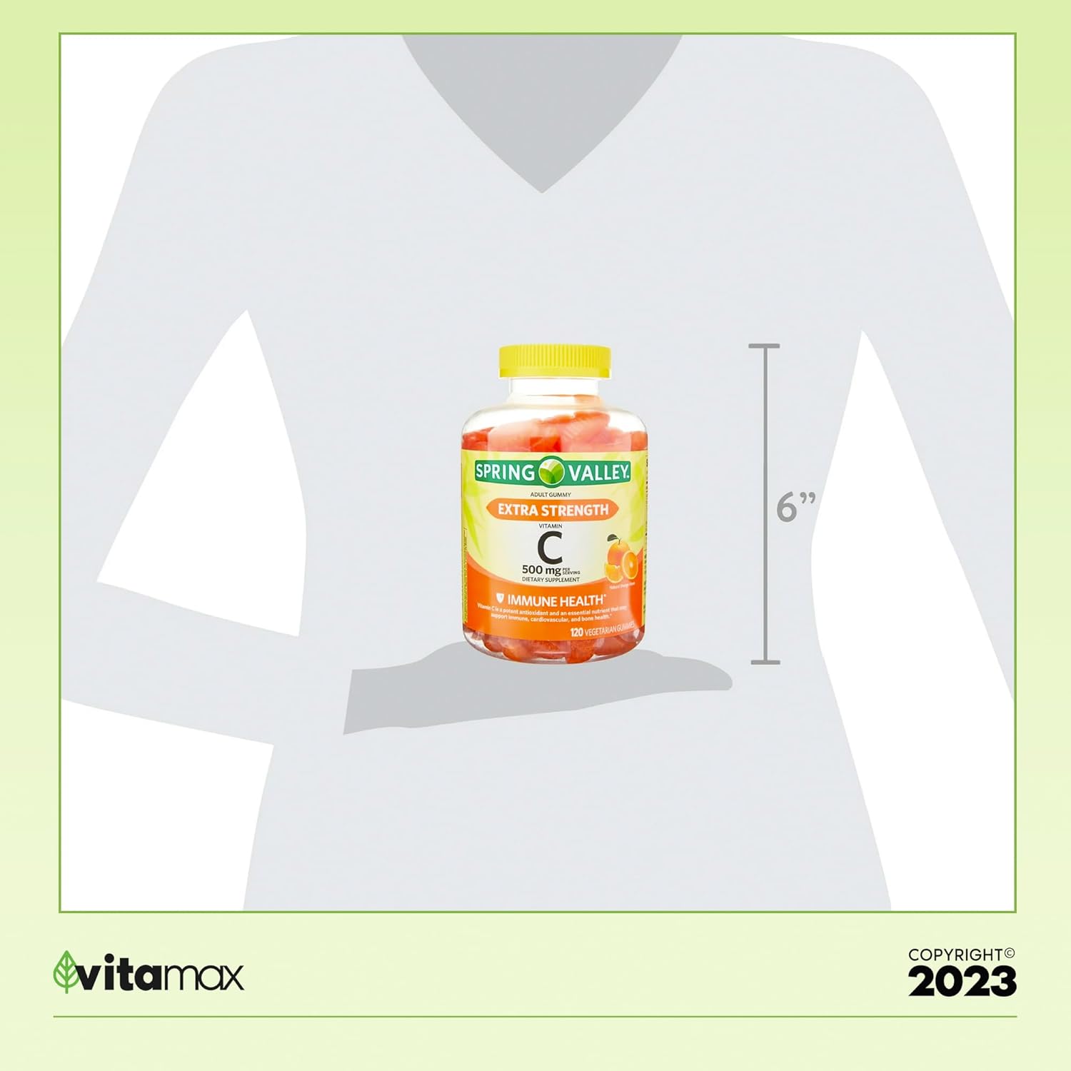 120 Count Spring Valley Extra Strength Vitamin C Immune Health Gummies with VitaMax Vitamin Guide
