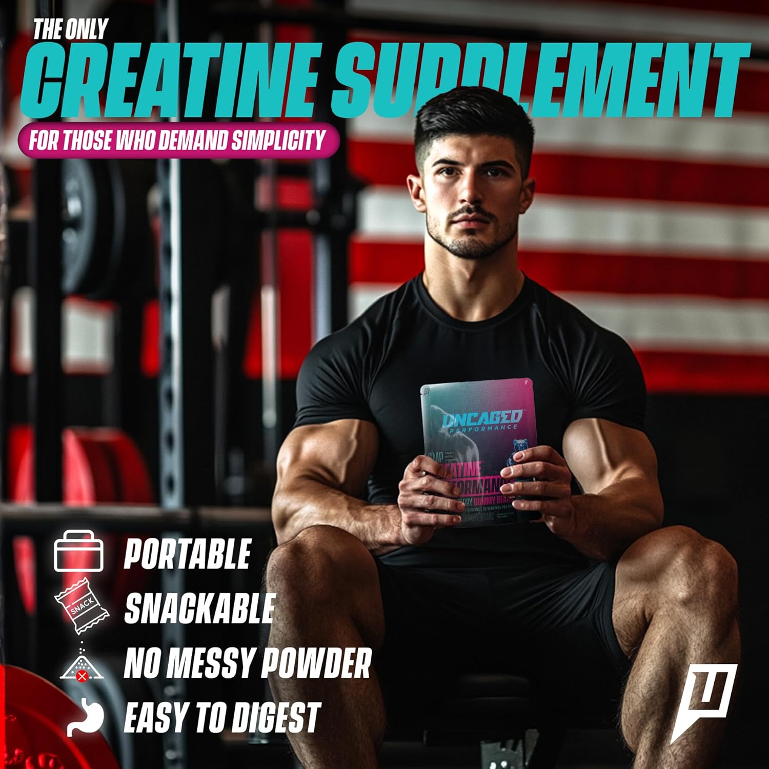 120 Count Uncaged Performance Creatine Monohydrate Gummies - Blue Raspberry Flavor - 5g Creatine, 30 Servings - Supports Strength and Muscle Performance - Fast Absorbing for Men and Women - Premium All Natural Formula