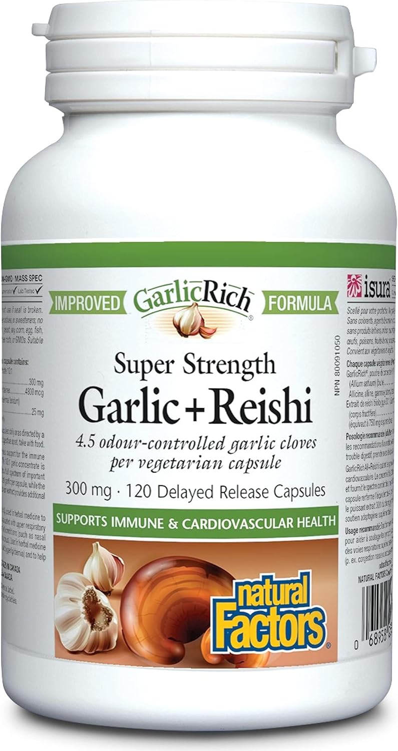120 Delayed Release Vegetarian Capsules with Super Strength Garlic and Reishi from Natural Factors