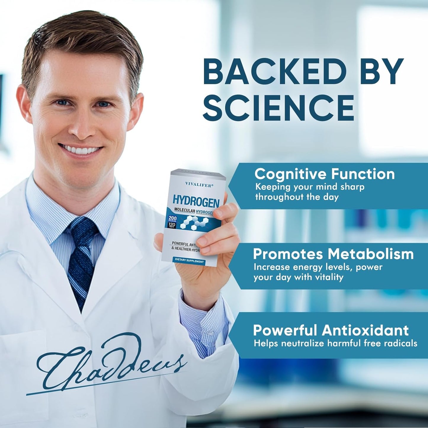 120 DQQI Hydrogen Water Tablets with Magnesium for Brain Health & Energy Boost