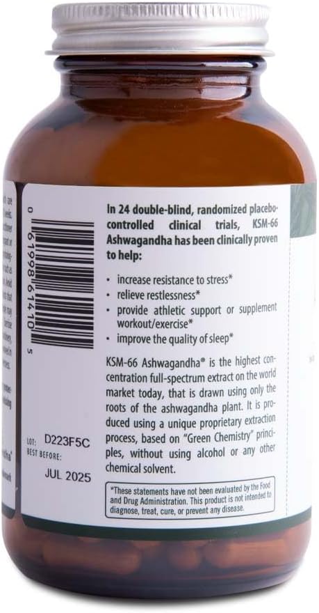 120 Flora Health Ashwagandha Root Capsules KSM-66 300mg - Improve Sleep, Boost Energy, Reduce Stress - Full Spectrum Extract - Vegetarian - 60-Day Supply