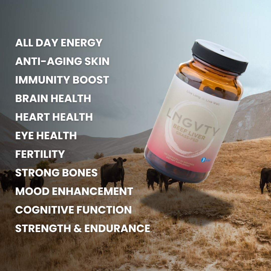 120 Grass Fed Beef Liver Capsules - Natural Iron, Vitamin A, B12 - Pasture Raised in New Zealand