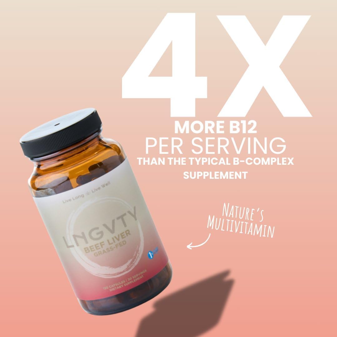 120 Grass Fed Beef Liver Capsules - Natural Iron, Vitamin A, B12 - Pasture Raised in New Zealand