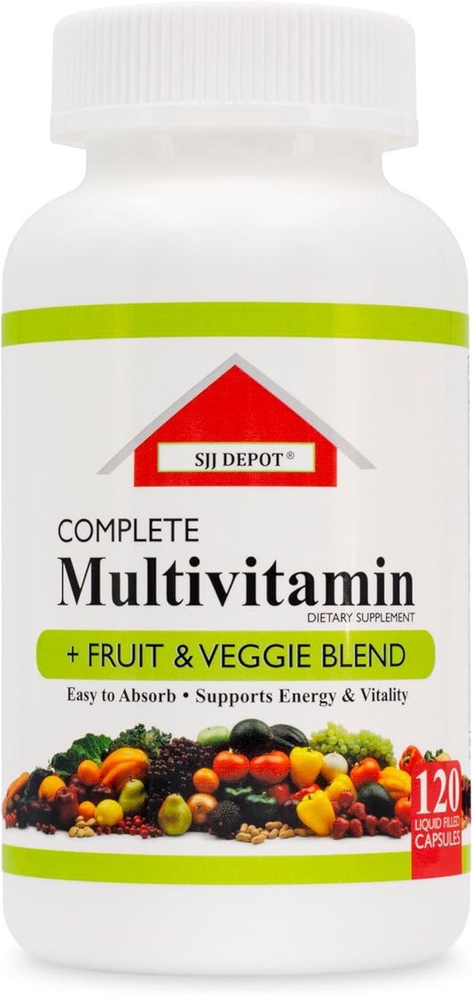 120 Liquid Capsules Loaded with Multivitamins, Antioxidants for Daily Women Men Senior Adult - SJJ DEPOT Fruit and Vegetable Multivitamin Supplement