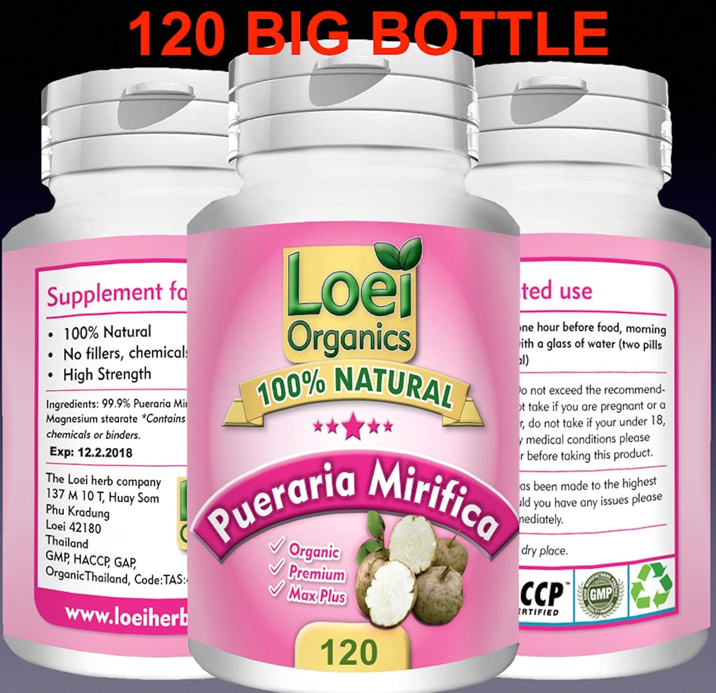 120 Potent Pueraria Mirifica Herbal Feminizer Pills for Female Breast Enlargement and Transgender Transformation