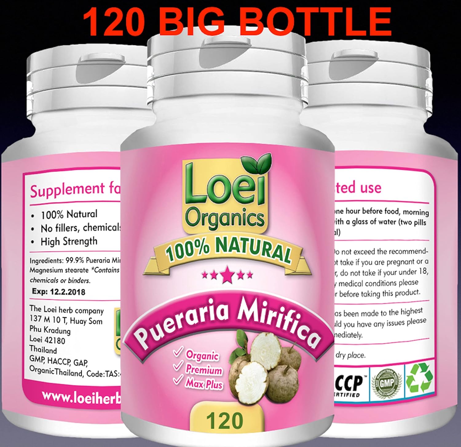 120 Potent Pueraria Mirifica Herbal Feminizer Pills for Female Breast Enlargement and Transgender Transformation