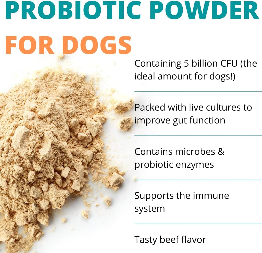 120 Servings of Dog Probiotic Powder with Digestive Enzymes for Optimal Canine Health - Made in USA