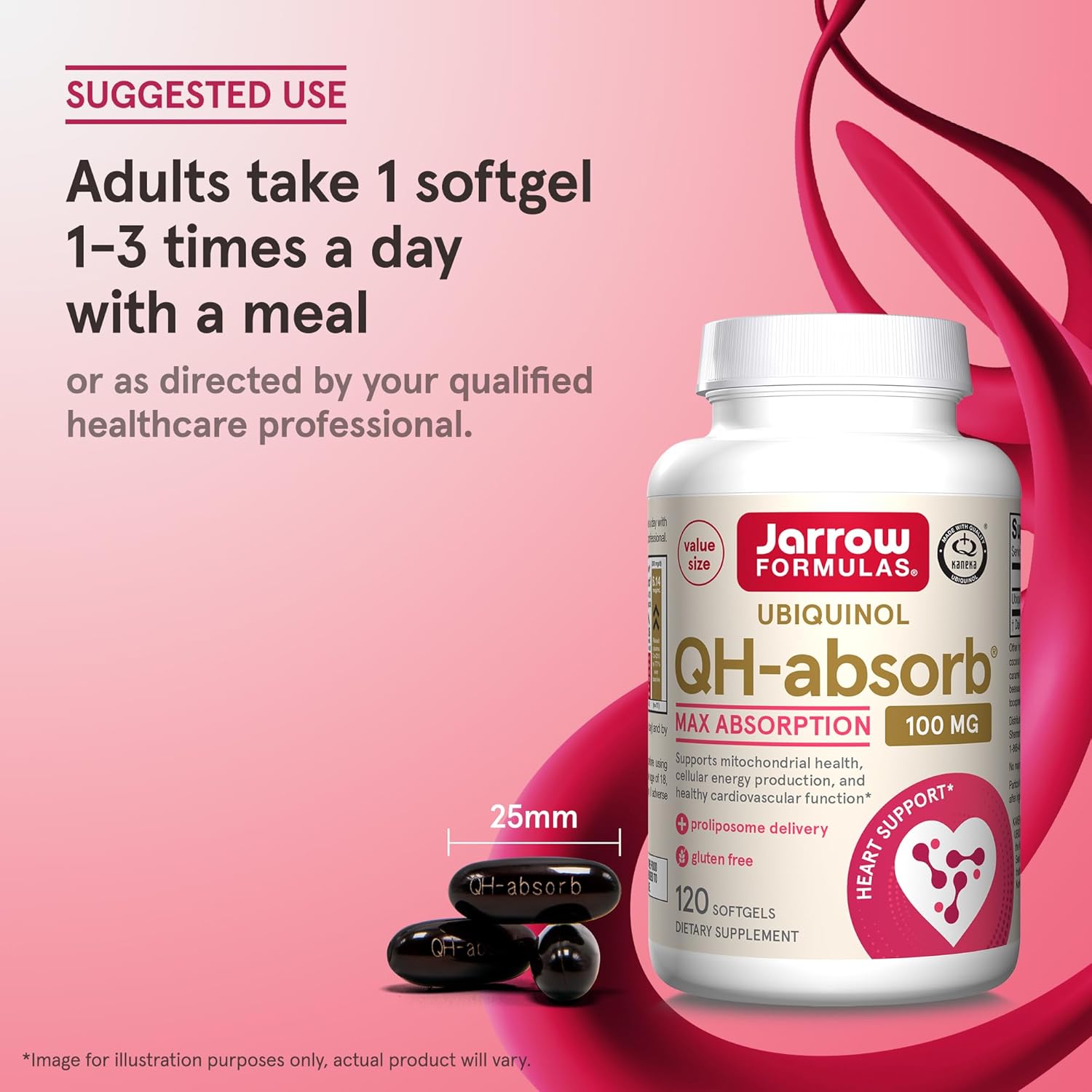 120 Softgels of Jarrow Formulas QH-Absorb Ubiquinol Dietary Supplement, 100 mg, for Cardiovascular Health, 12-Month Supply