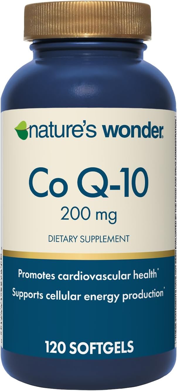 120 Softgels of Nature's Wonder Co Q 10 Supplement - 200 mg Softgel Capsules for Heart Health, Cardiovascular Function, and Energy Production - 4 Month Supply