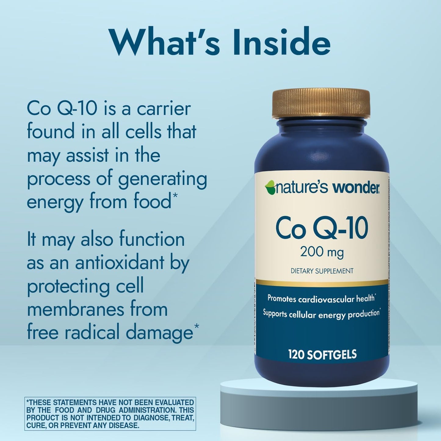 120 Softgels of Nature's Wonder Co Q 10 Supplement - 200 mg Softgel Capsules for Heart Health, Cardiovascular Function, and Energy Production - 4 Month Supply