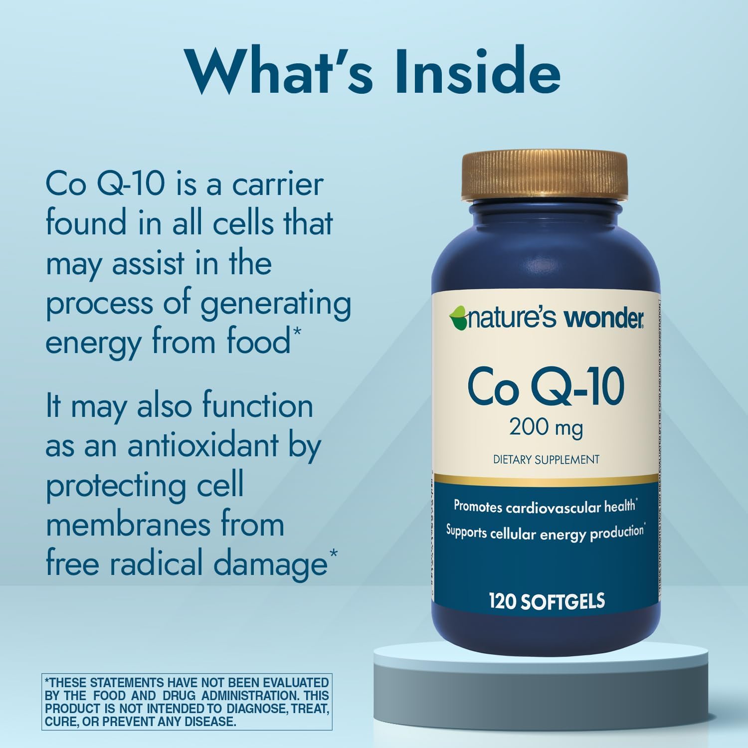 120 Softgels of Nature's Wonder Co Q 10 Supplement - 200 mg Softgel Capsules for Heart Health, Cardiovascular Function, and Energy Production - 4 Month Supply