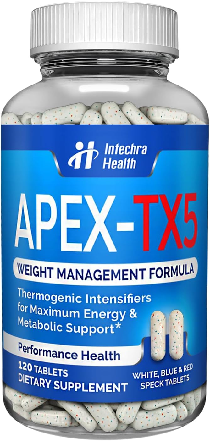 120 Tablets APEX-TX5 Weight Management Supplement - White Blue Red Speck Tablets - Made in USA - Professional Quality