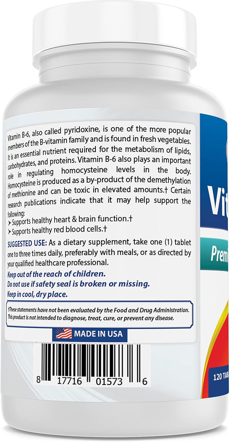 120 Tablets Best Naturals Vitamin B6 25mg - Pack of 2