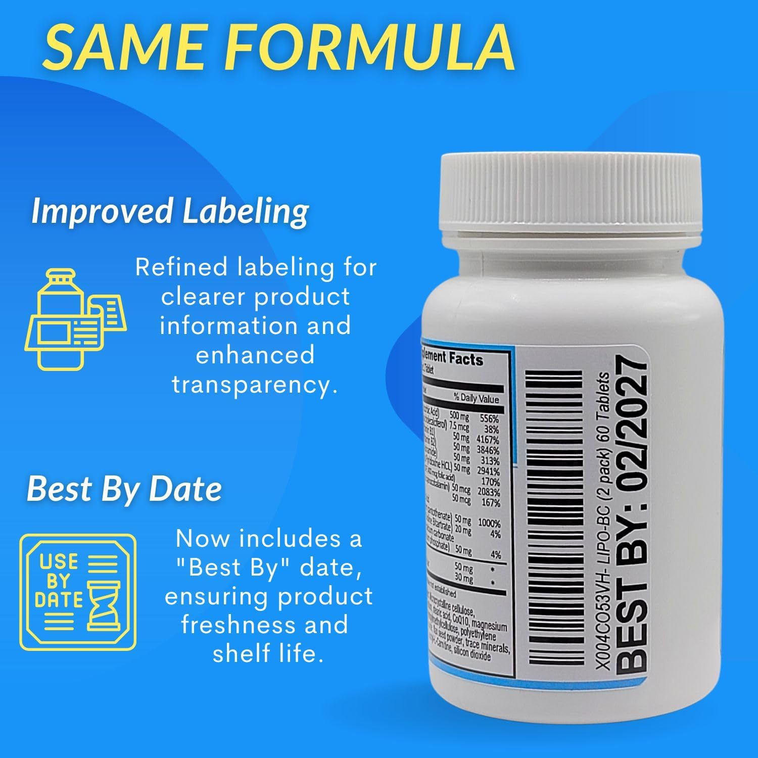 120 Tablets of ES Global Brands Lipotropic B-Complex for Natural Clean Energy and Wellness by Legere Pharmaceuticals