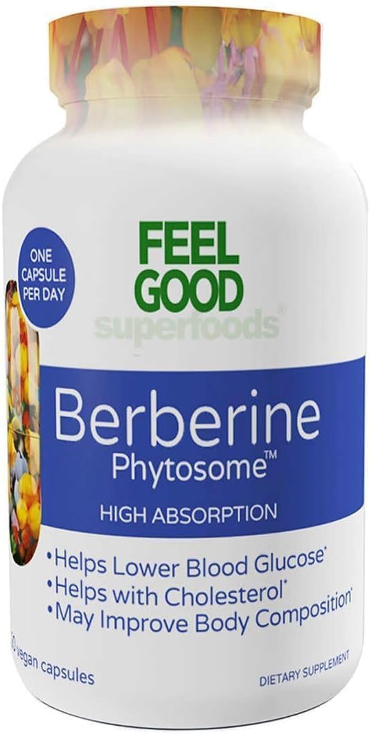 120 Vegan Capsules of Feel Good Superfoods Berberine Phytosome for Improved Wellbeing