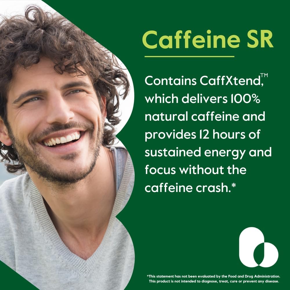 120 Vegetarian Capsules of BESTVITE 100mg Sustained Release Caffeine Pills - Vegan, Non GMO, Gluten Free Natural Caffeine