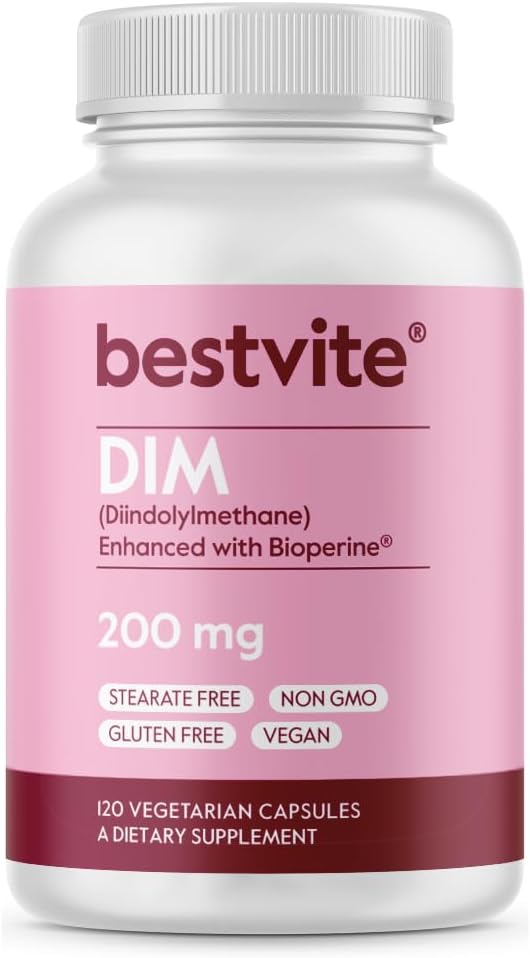 120 Vegetarian Capsules of Bestvite DIM 200mg - Non GMO, Gluten Free, Vegan Formula Without Stearates