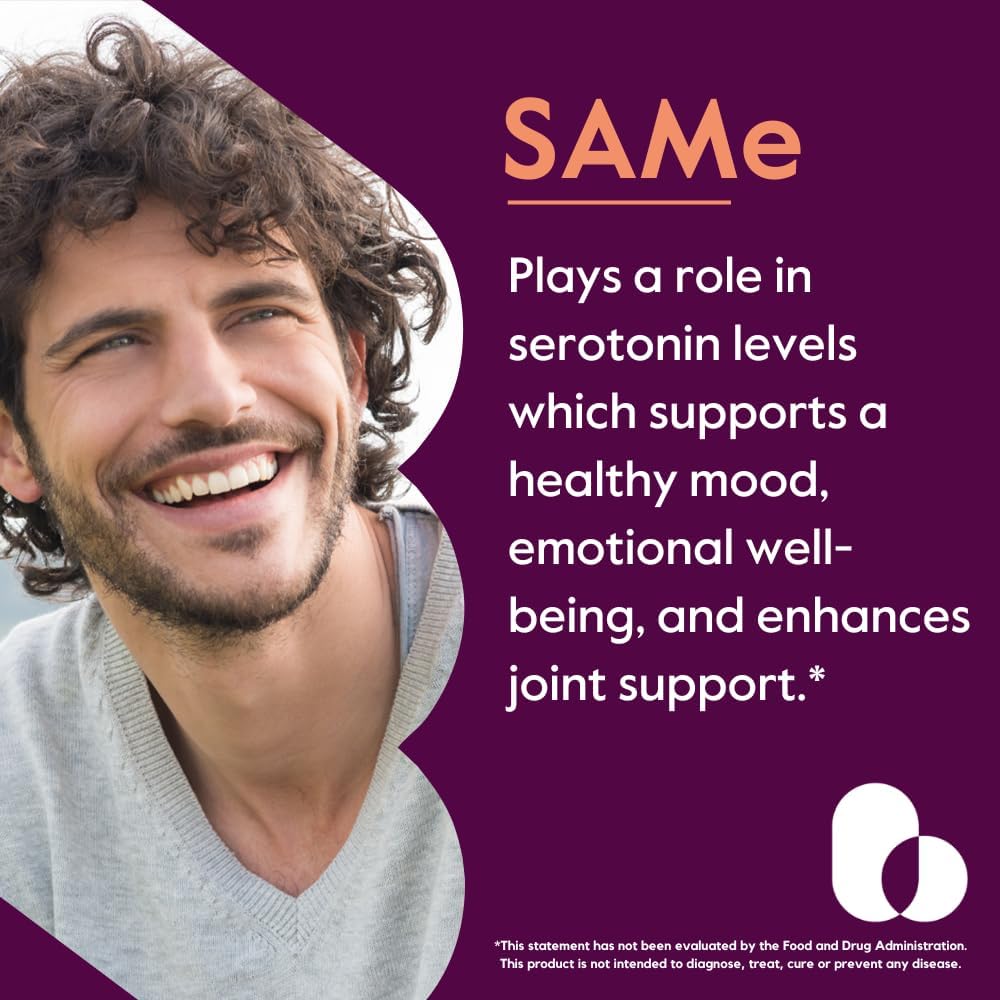 120 Vegetarian Capsules of Bestvite SAM-e 200mg Stabilized - Easy to Swallow, Vegan, Non-GMO, Gluten Free